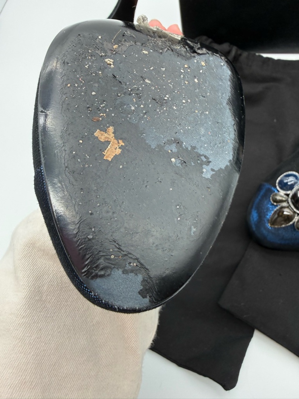 Chanel 11A Black Iridescent Cap Toe CC Pump Heels Size 39.5 w/ Box - Picture 5 of 14